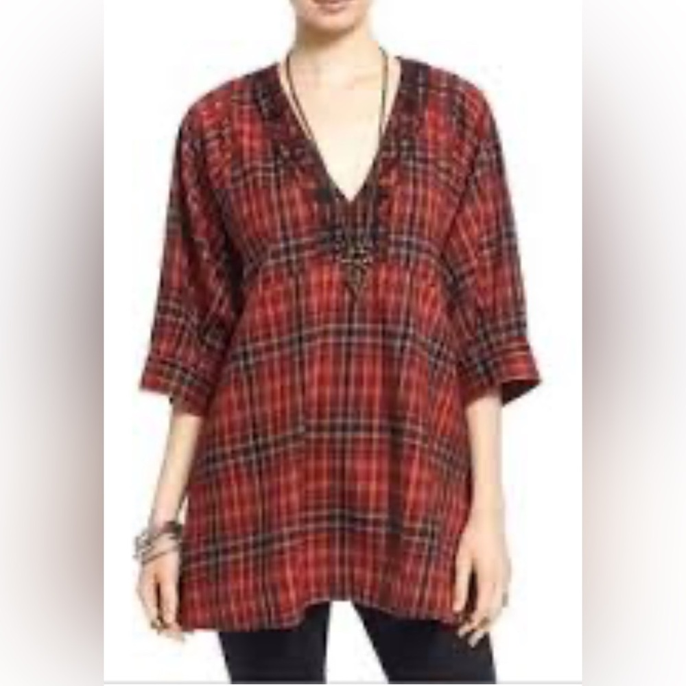 Free People Red Plaid Top Dress
